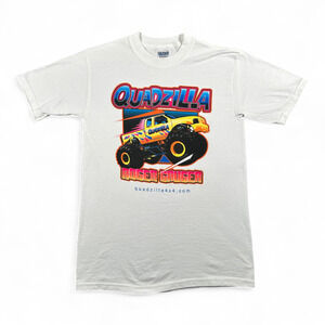 Vintage Monster Truck Shirt Adult SMALL White Quadzilla Roger Gruger 4x4 Y2K
